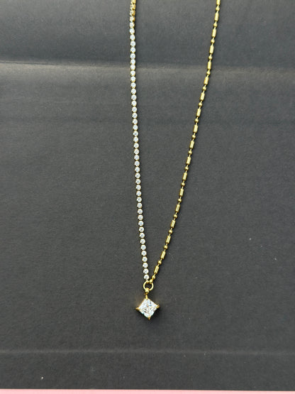 Tennis Chain Square Stone Necklace