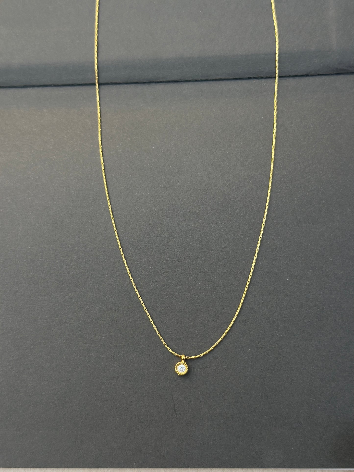 Tiny Round Stone Pendant Necklace