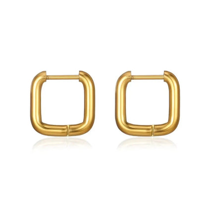 Small Square Gold Huggie Hoop Earrings