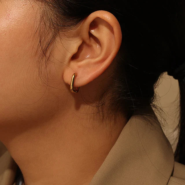 Small Square Gold Huggie Hoop Earrings
