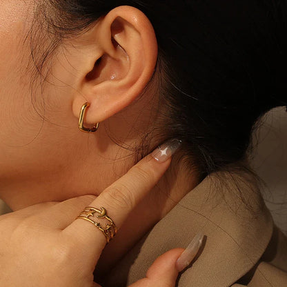 Small Square Gold Huggie Hoop Earrings