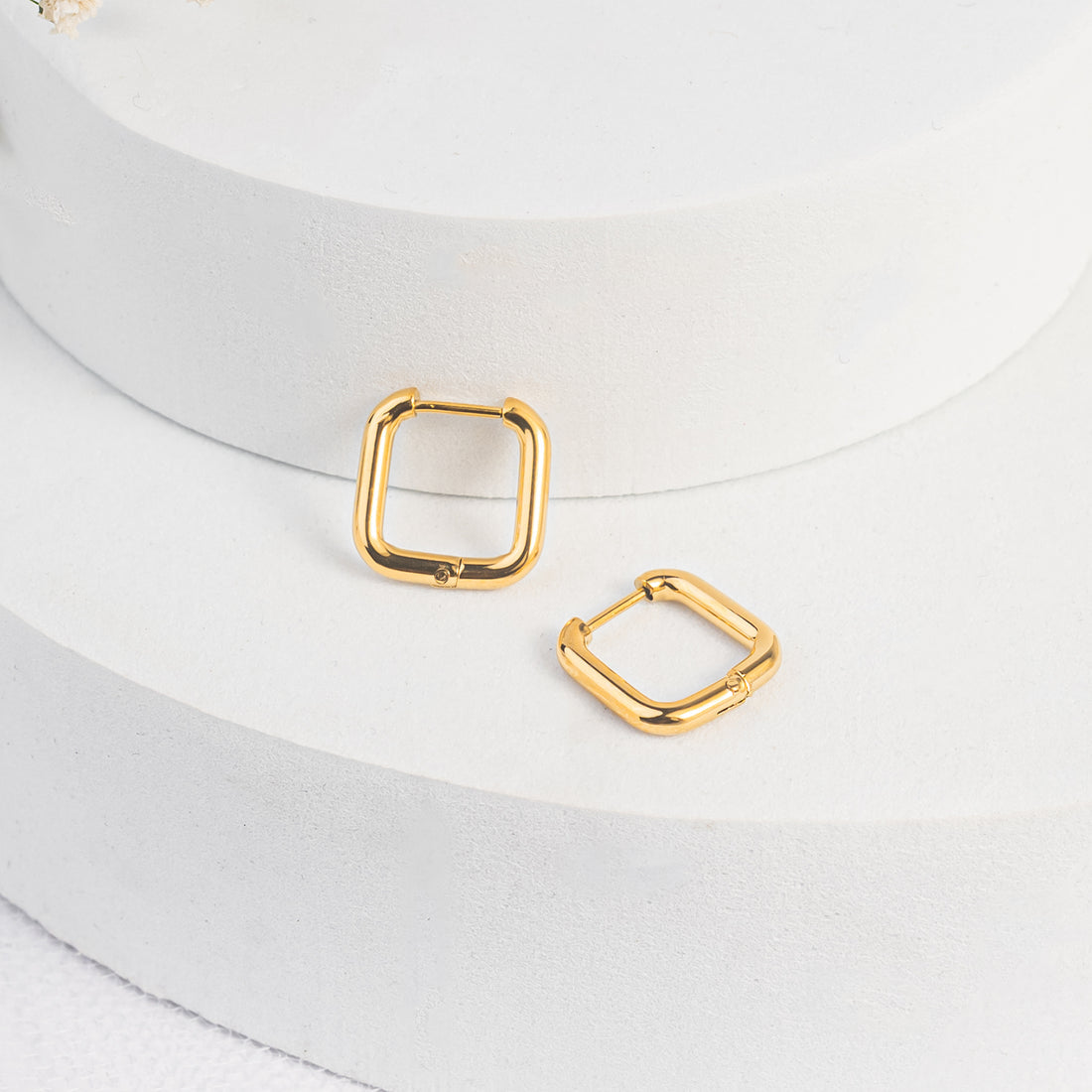 Small Square Gold Huggie Hoop Earrings
