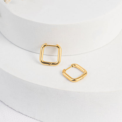Small Square Gold Huggie Hoop Earrings