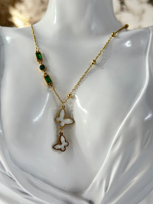 Emerald Twin Butterfly Neckpiece