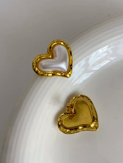 Pearl Heart Stud Earrings