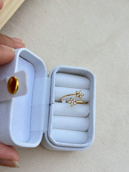 Double Flower CZ Wrap Ring