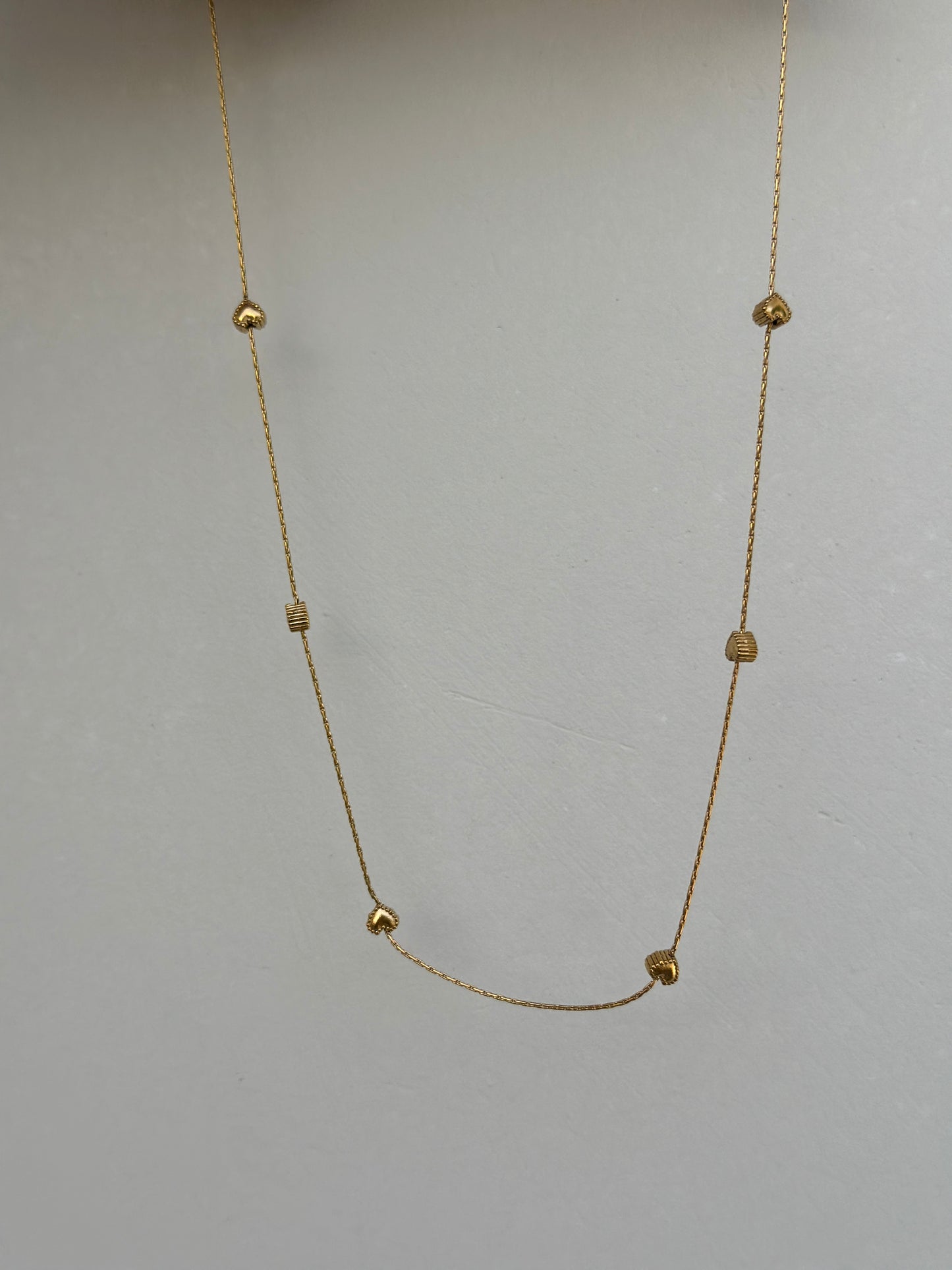 Heart and Bead Station Necklace