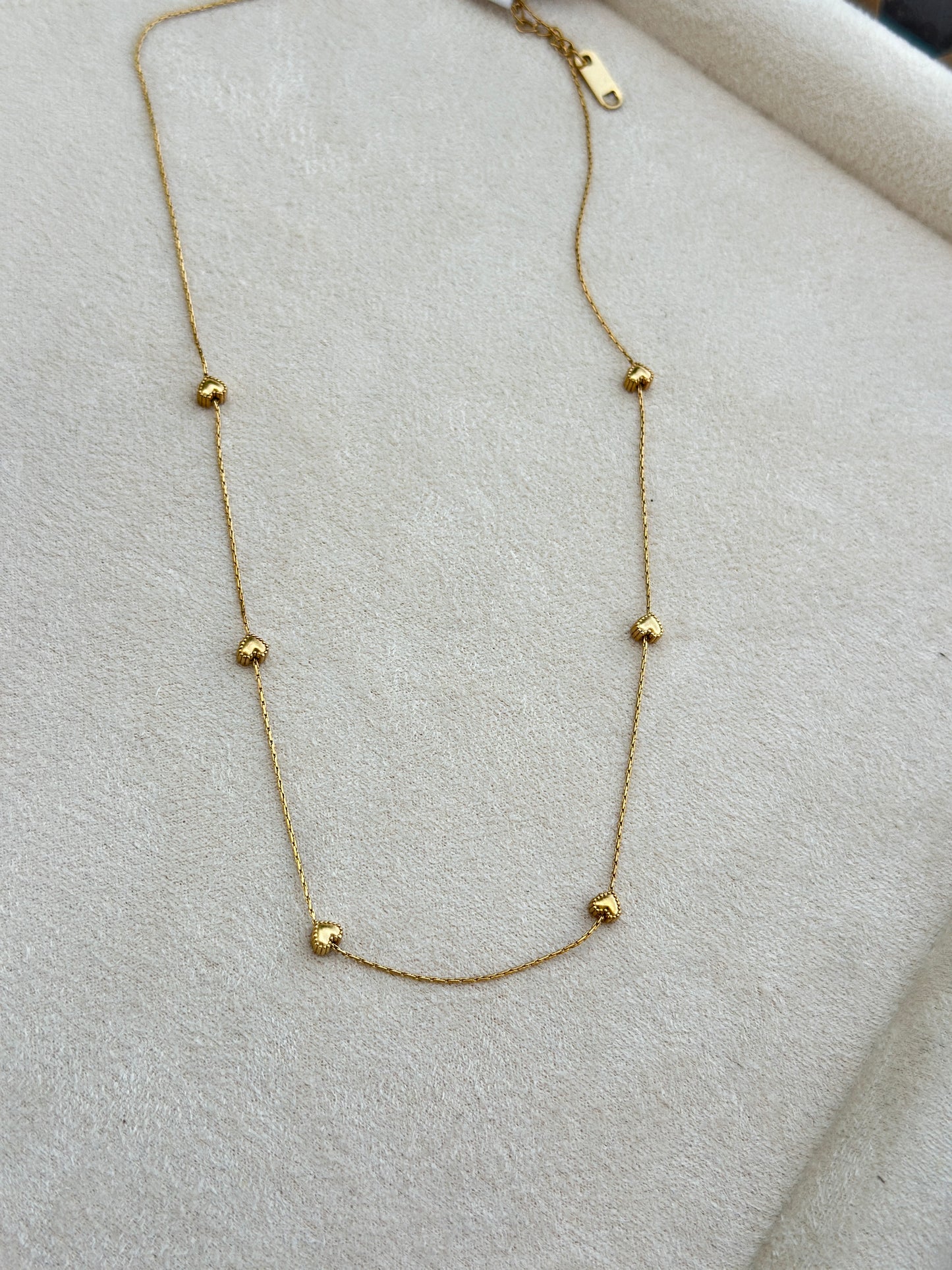 Heart and Bead Station Necklace