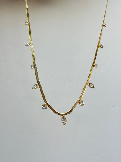 Mixed Crystal Fringe Necklace