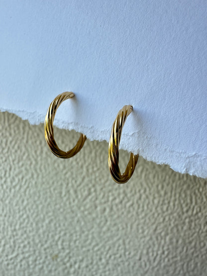 Twisted Rope Gold Hoop Earrings