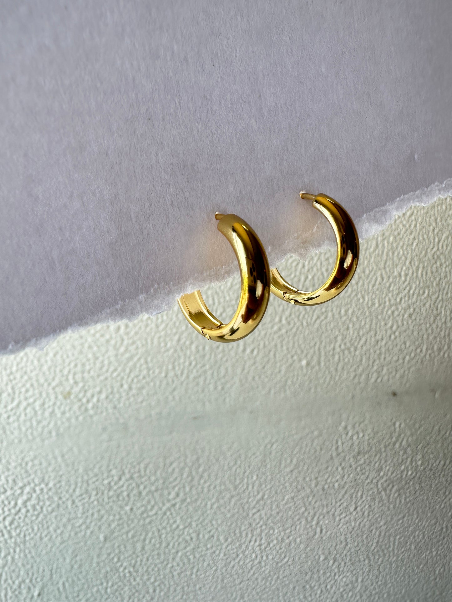 Chunky Round Gold Huggie Hoop Earrings