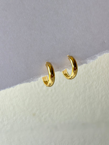 Chunky Round Gold Huggie Hoop Earrings