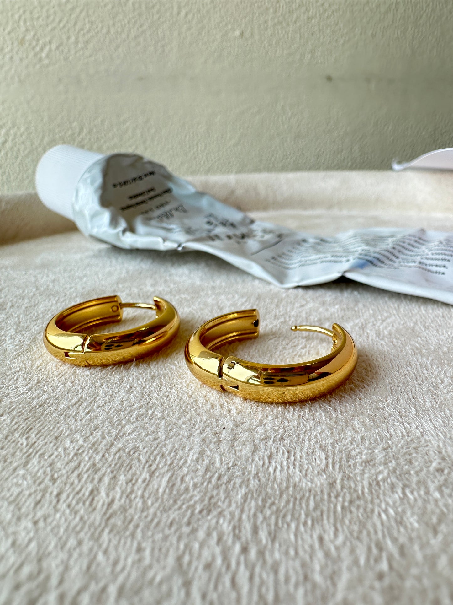 Chunky Round Gold Huggie Hoop Earrings