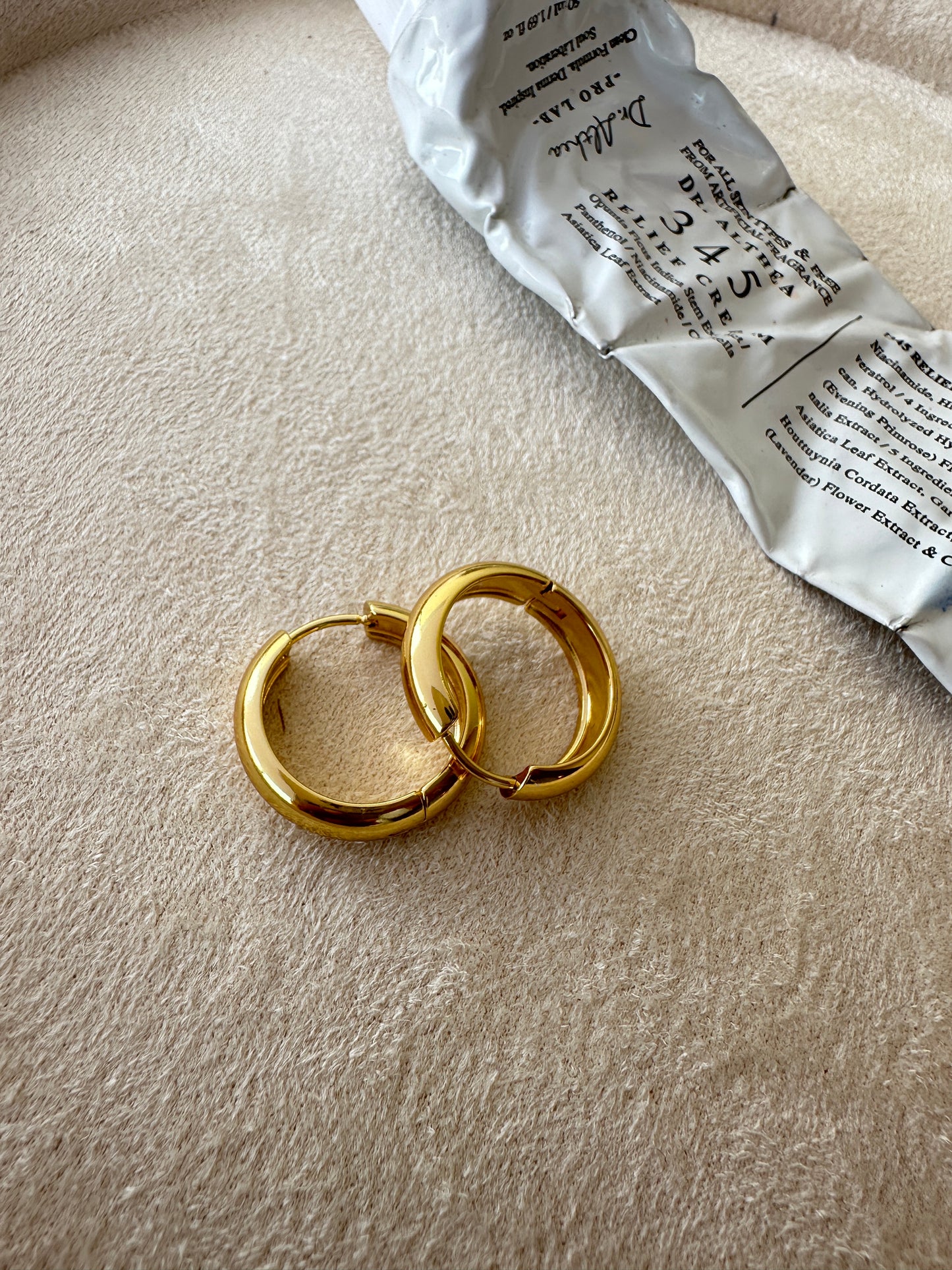 Chunky Round Gold Huggie Hoop Earrings