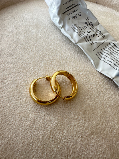 Chunky Round Gold Huggie Hoop Earrings