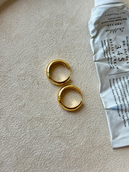 Chunky Round Gold Huggie Hoop Earrings