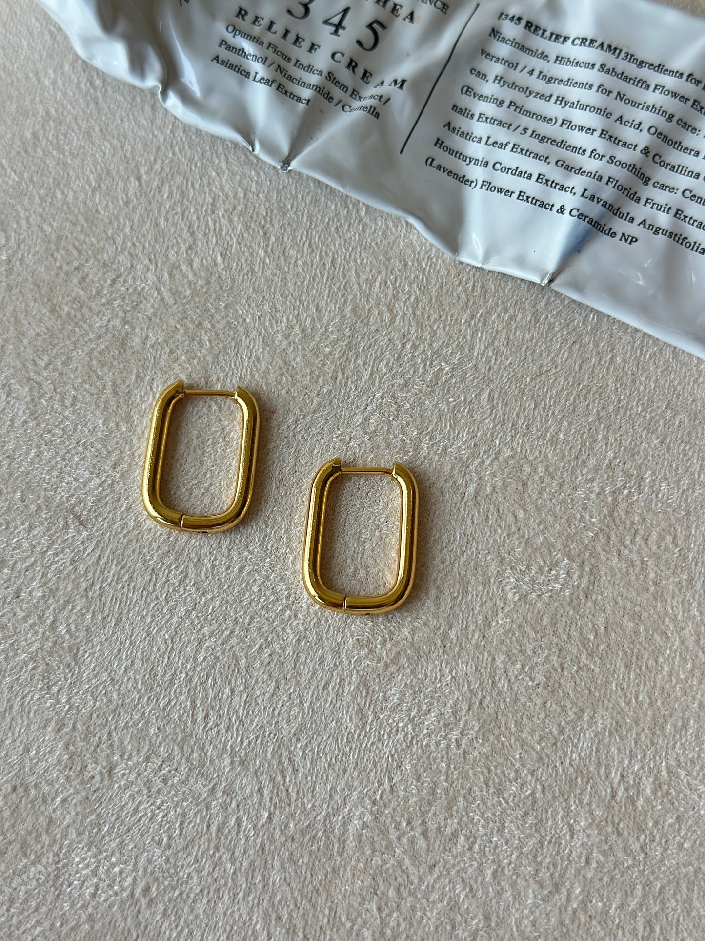 Rectangular Gold Huggie Hoop Earrings