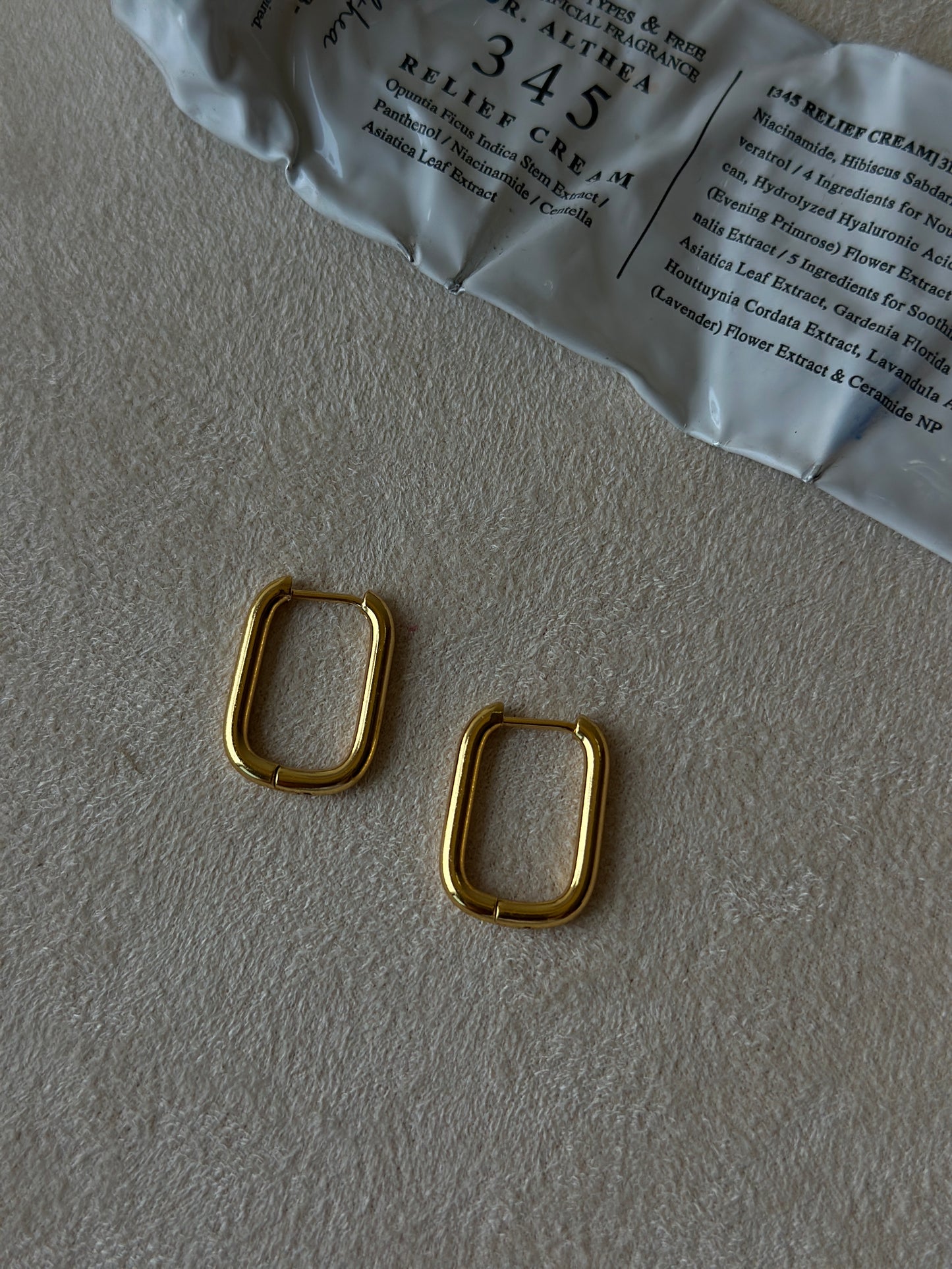 Rectangular Gold Huggie Hoop Earrings