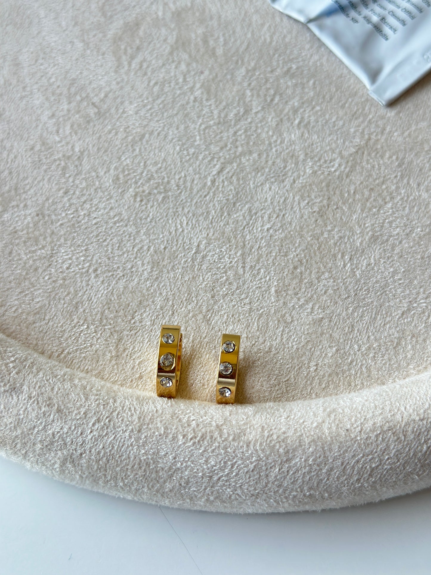 CZ Studded Gold Huggie Hoop Earrings
