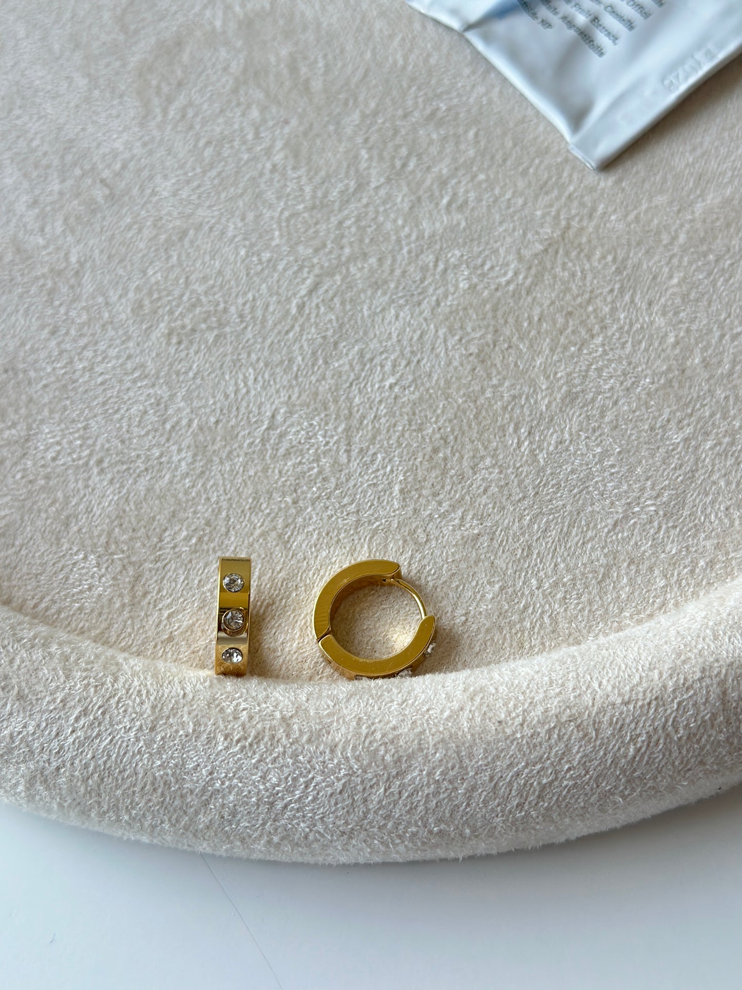 CZ Studded Gold Huggie Hoop Earrings