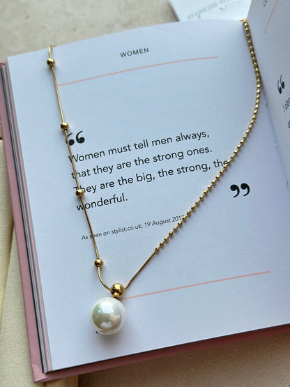 Oversized Pearl Satellite & Ball Chain Necklace