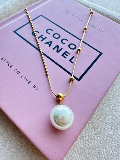 Oversized Pearl Satellite & Ball Chain Necklace