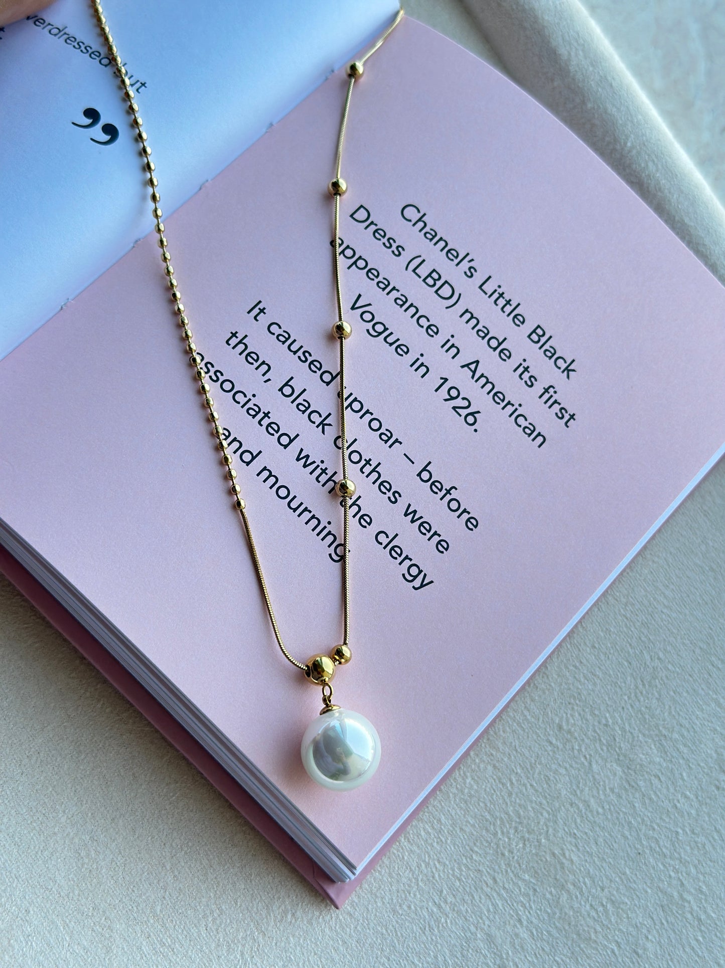 Oversized Pearl Satellite & Ball Chain Necklace