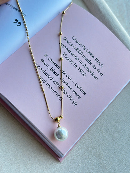 Oversized Pearl Satellite & Ball Chain Necklace