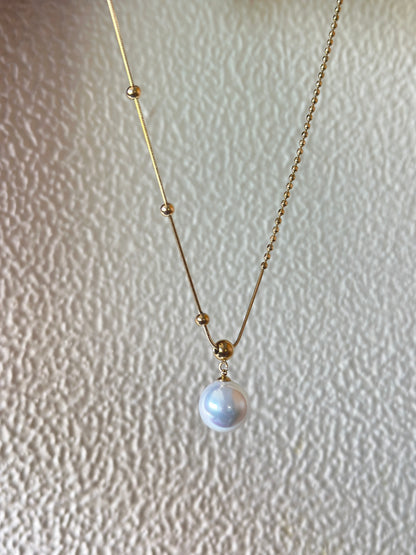 Oversized Pearl Satellite & Ball Chain Necklace