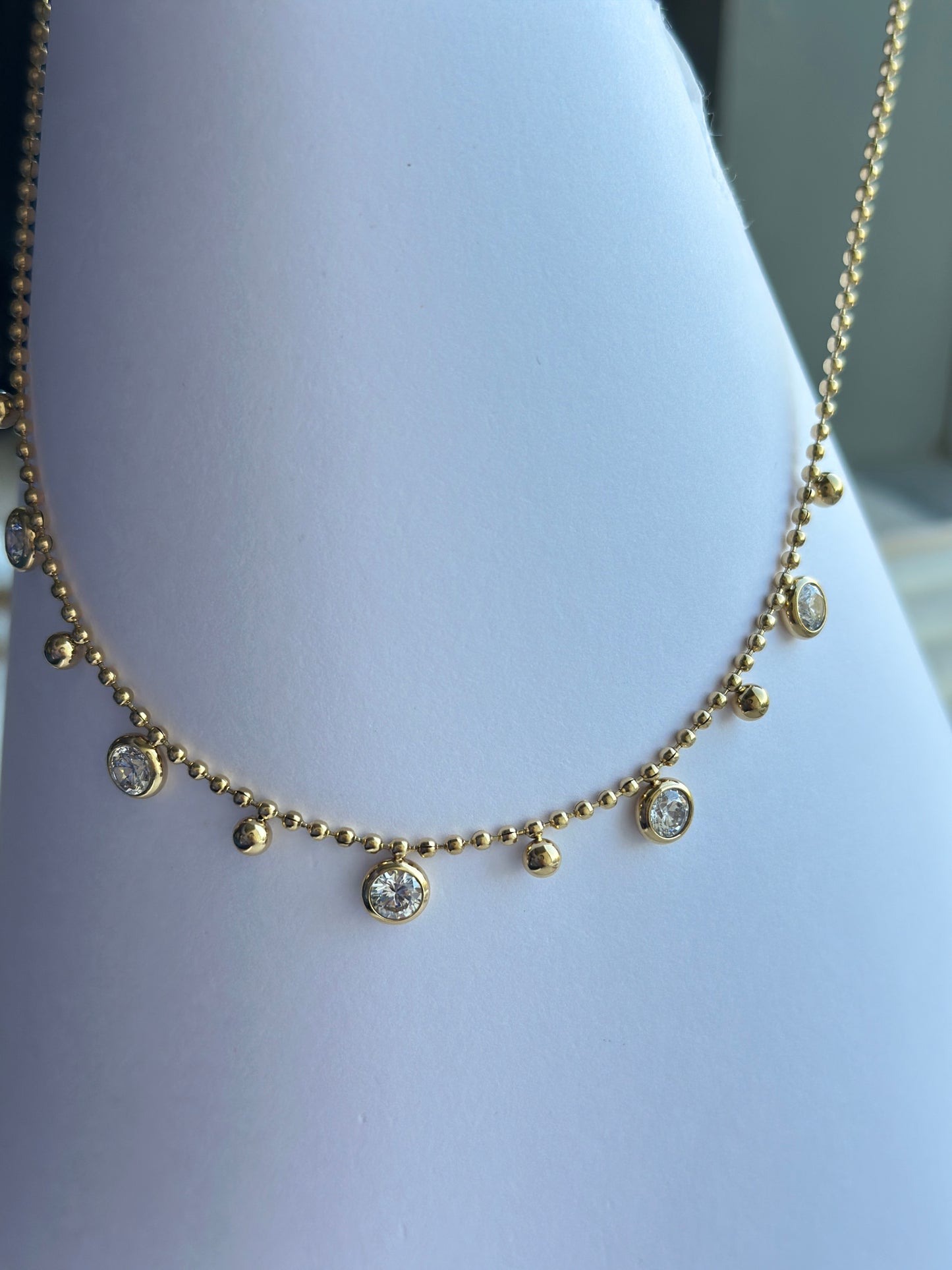 Floating Crystal Ball Chain Necklace