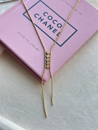 Crystal Bar Lariat Drop Necklace