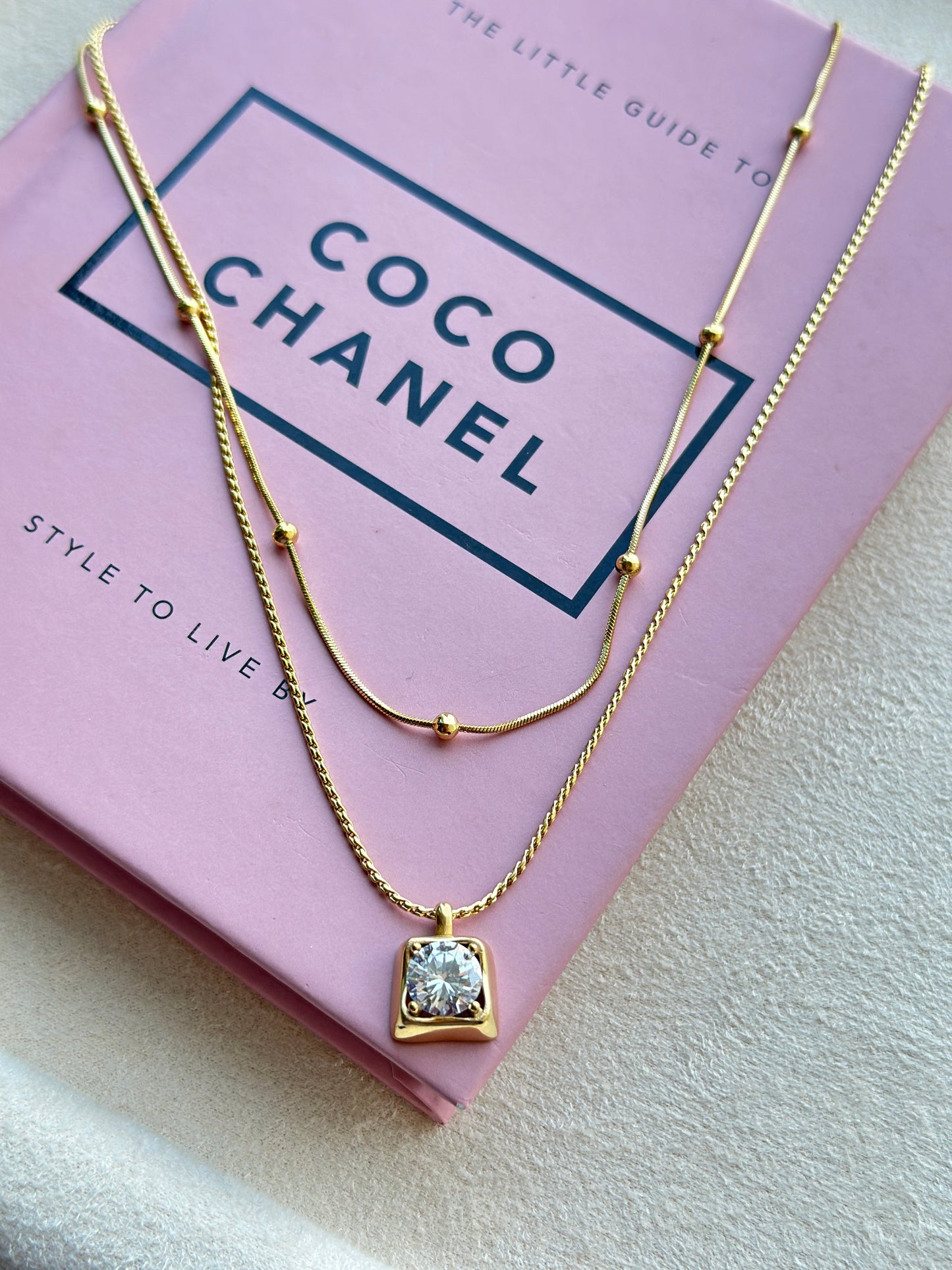 Double Layer Crystal Solitaire Necklace