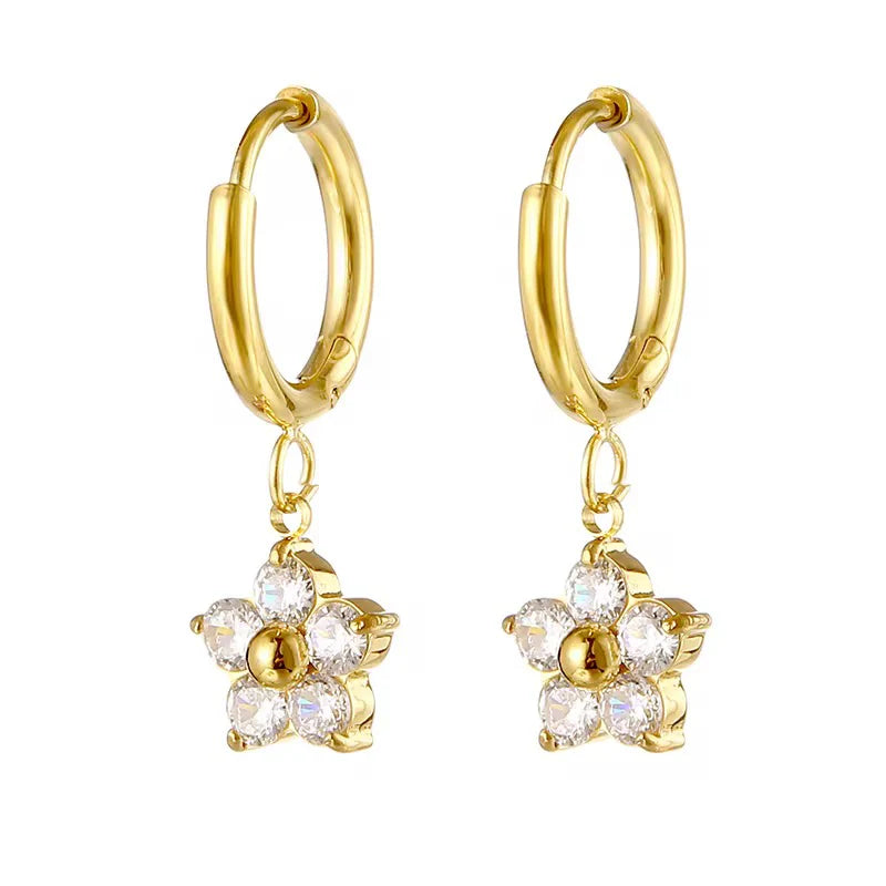 Crystal Flower Charm Hoop