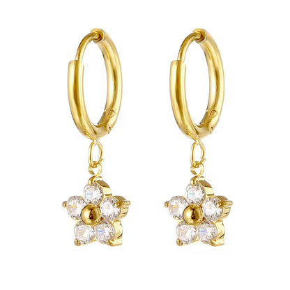 Crystal Flower Charm Hoop
