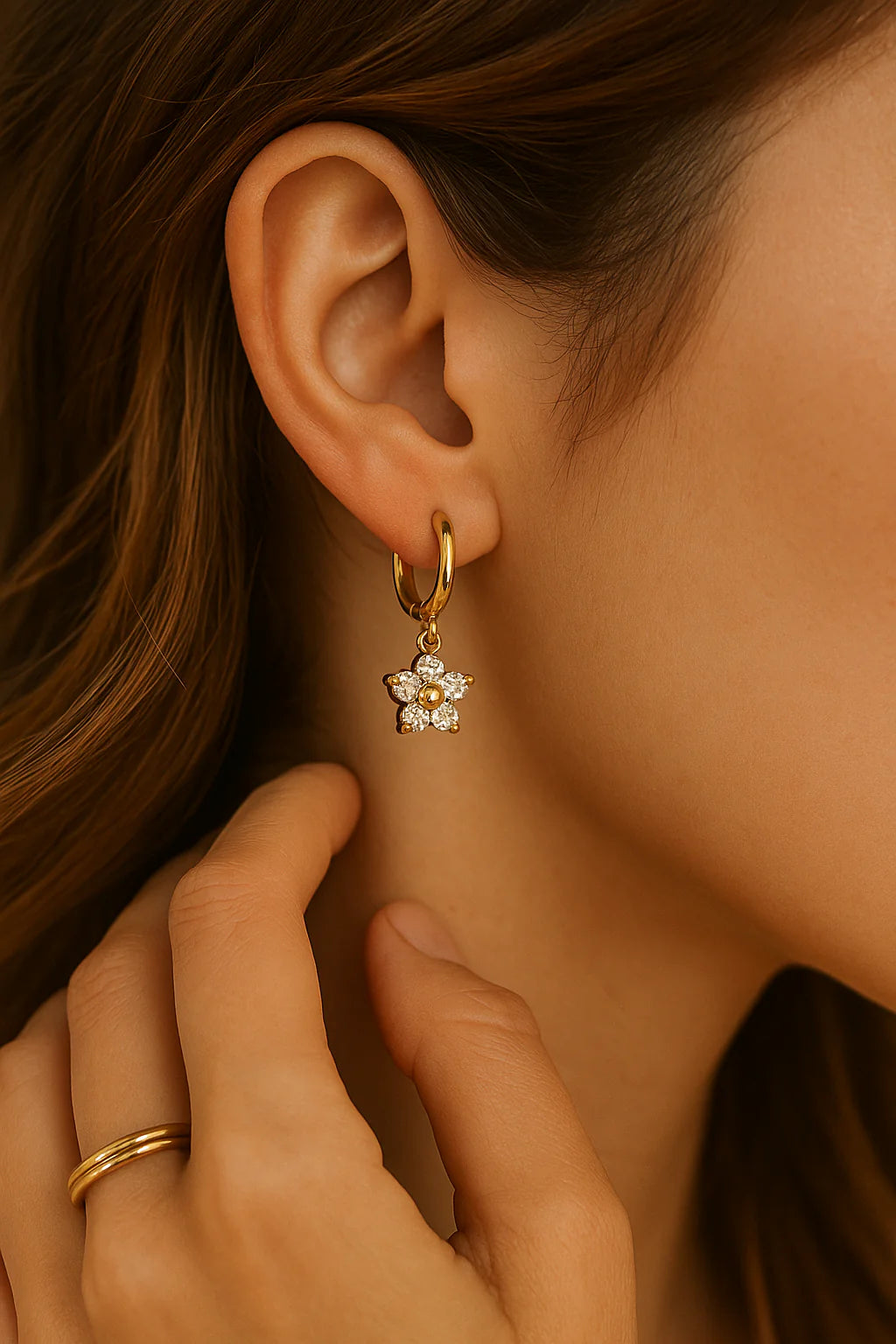Crystal Flower Charm Hoop
