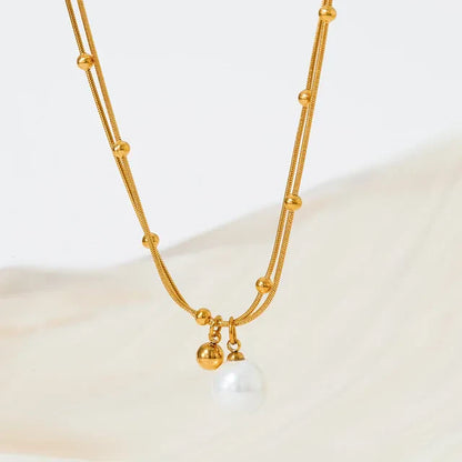 Double Layer Pearl Pendant Necklace