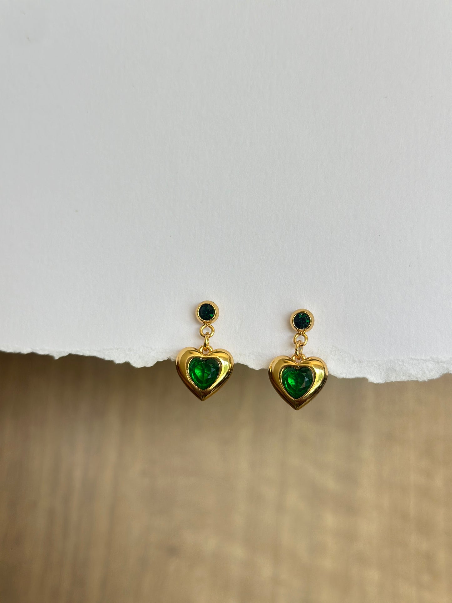 CZ Heart Drop Earrings