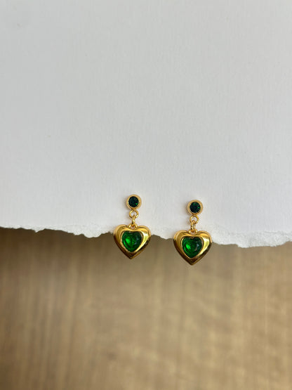 CZ Heart Drop Earrings