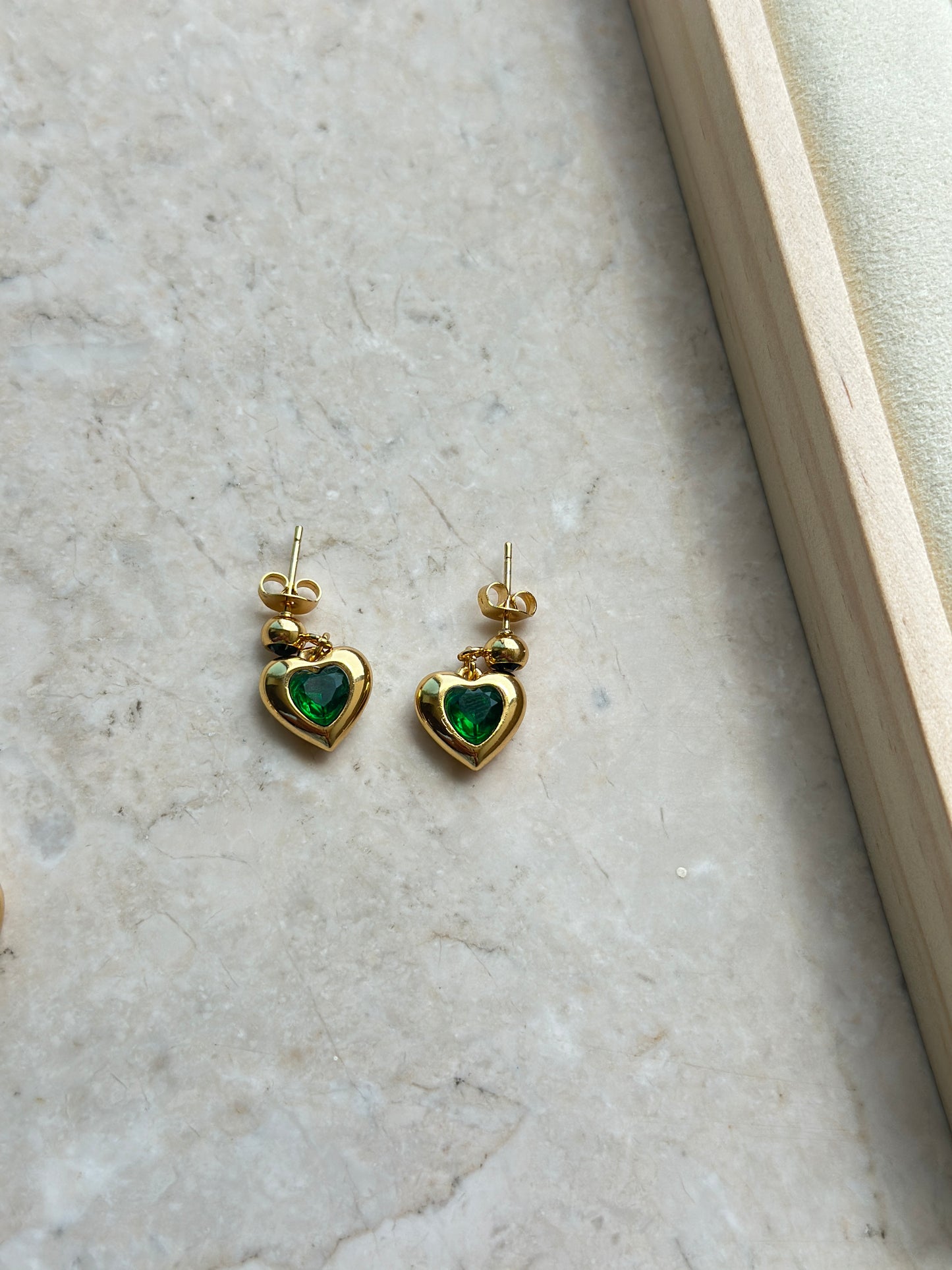 CZ Heart Drop Earrings
