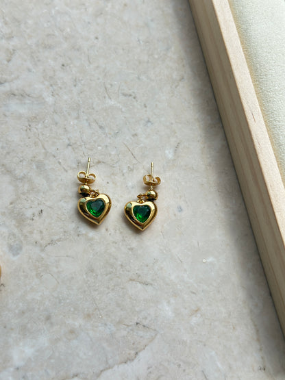CZ Heart Drop Earrings