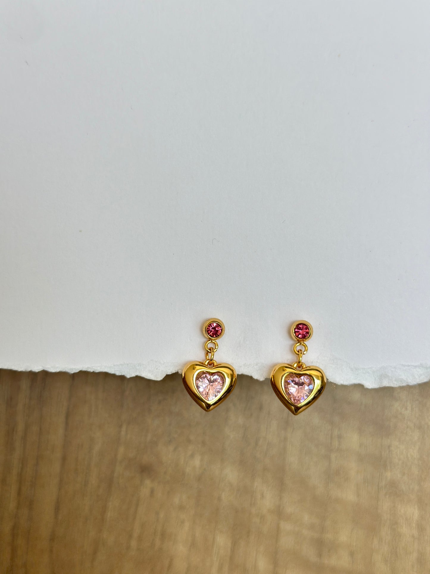 CZ Heart Drop Earrings