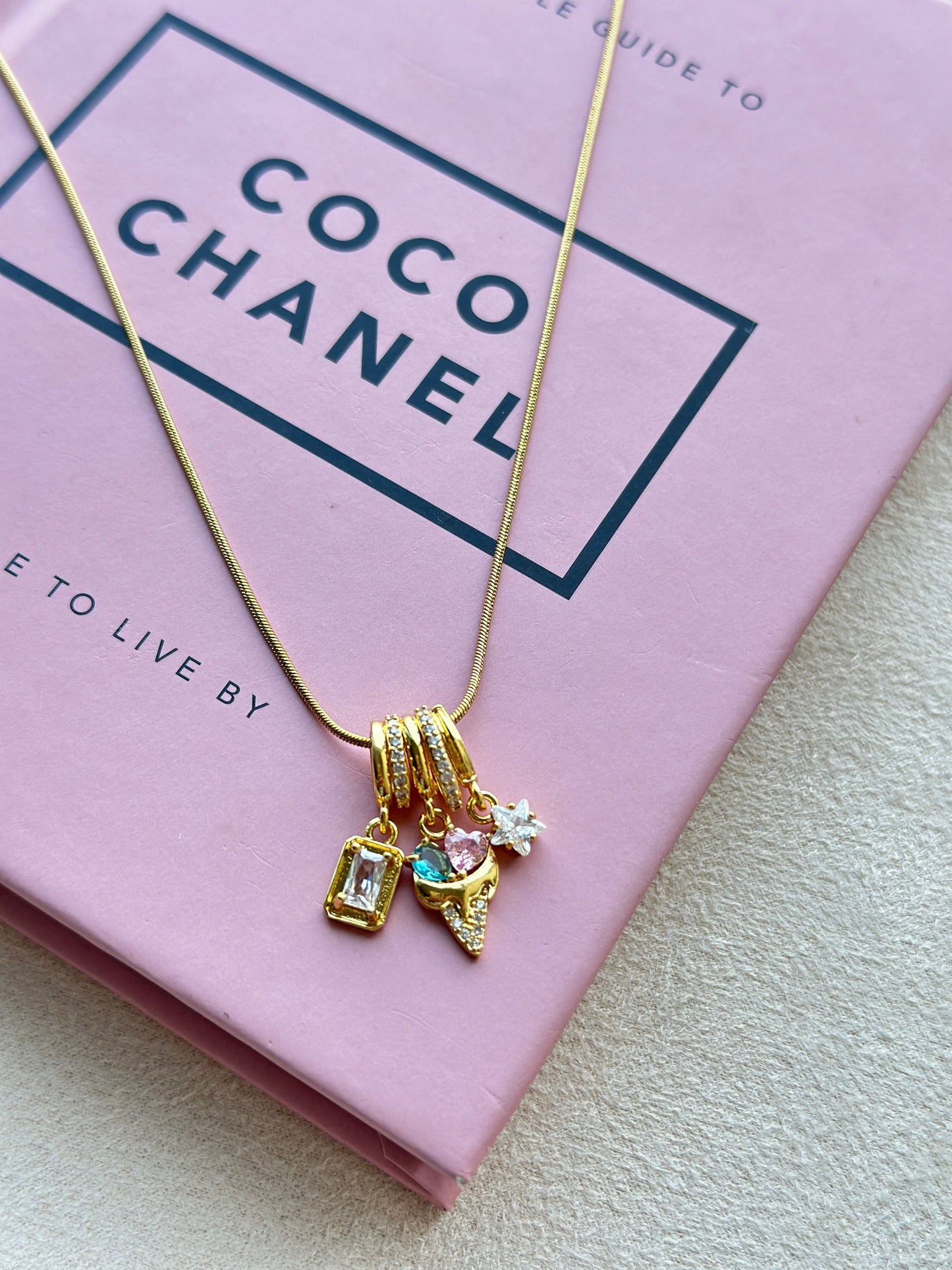 Multi CZ Charm Cluster Necklace