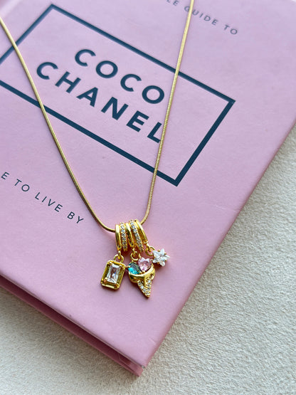 Multi CZ Charm Cluster Necklace
