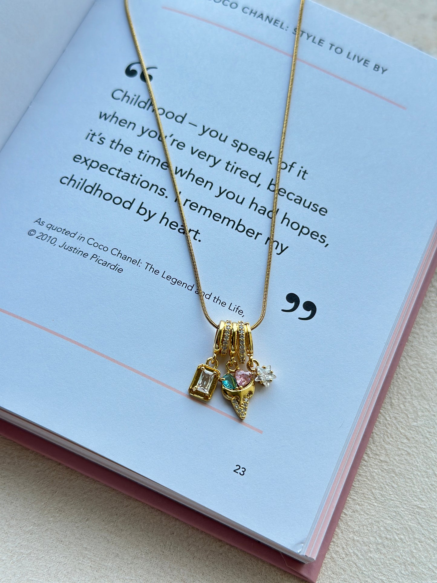Multi CZ Charm Cluster Necklace
