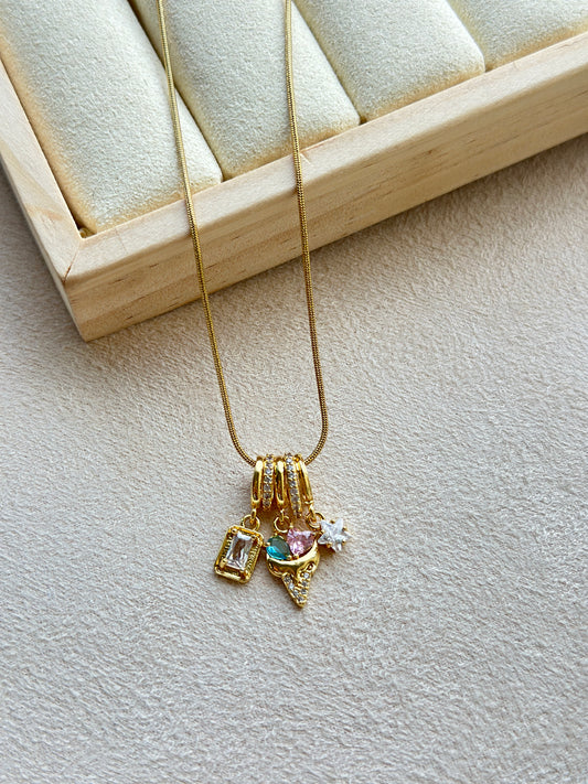 Multi CZ Charm Cluster Necklace