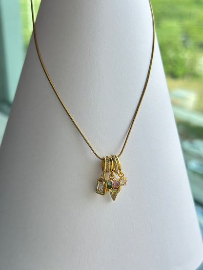 Multi CZ Charm Cluster Necklace