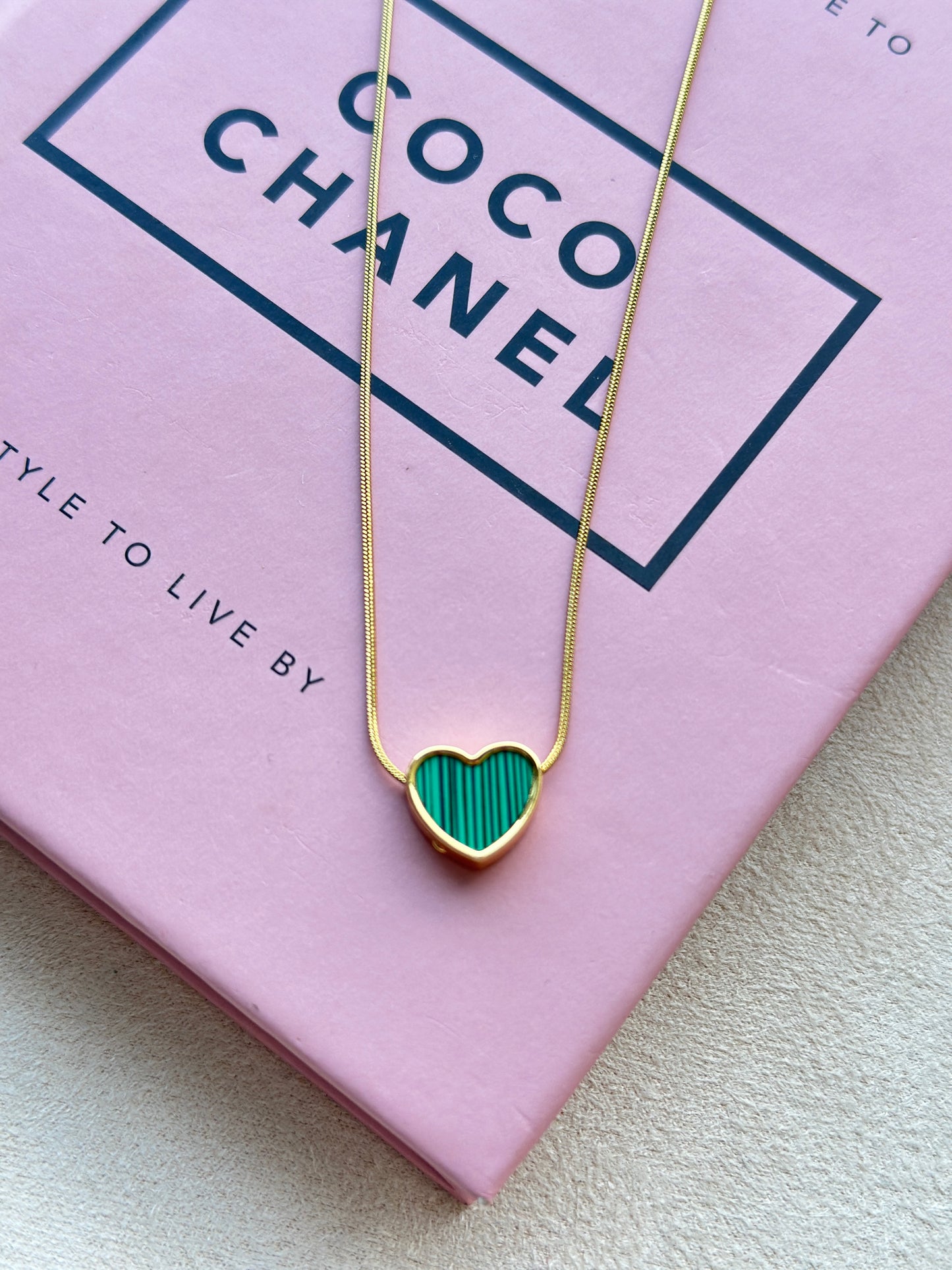 Green Malachite Heart Slider Necklace