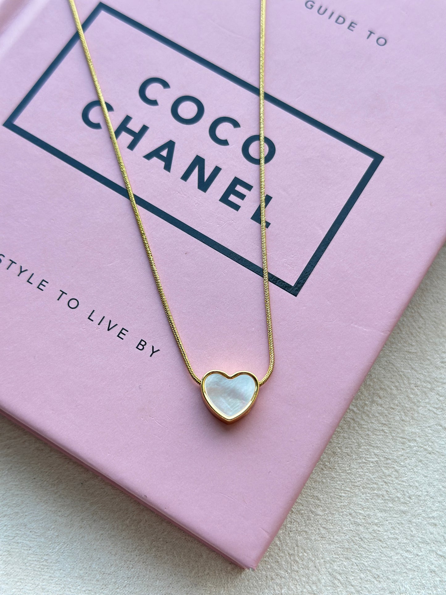 Mother of Pearl Heart Slider Necklace