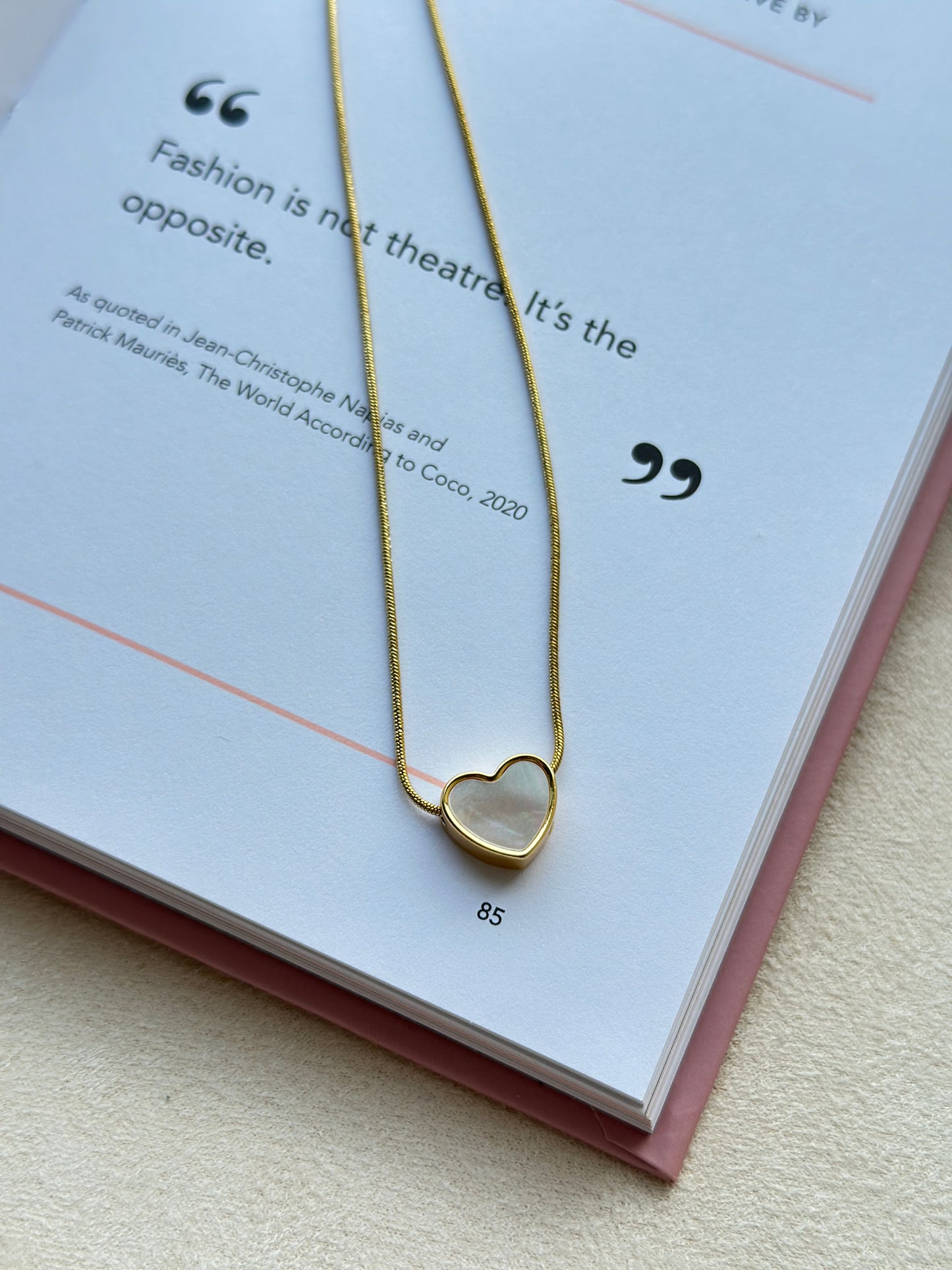 Mother of Pearl Heart Slider Necklace