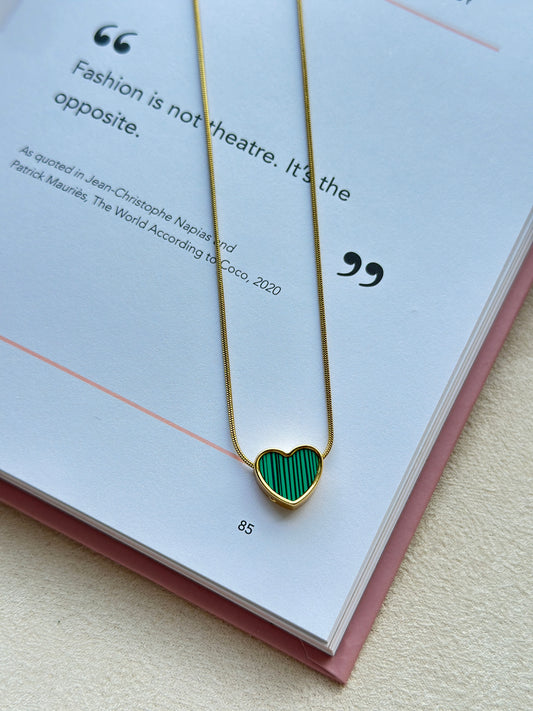 Green Malachite Heart Slider Necklace